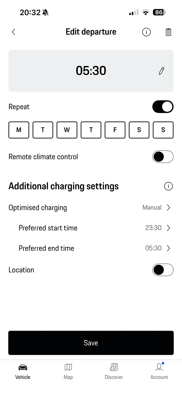 Porsche Taycan Charging schedule problem IMG_2425