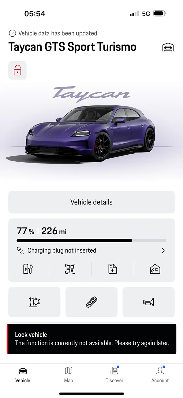 Porsche Taycan Remote Lock via app not functioning IMG_0707