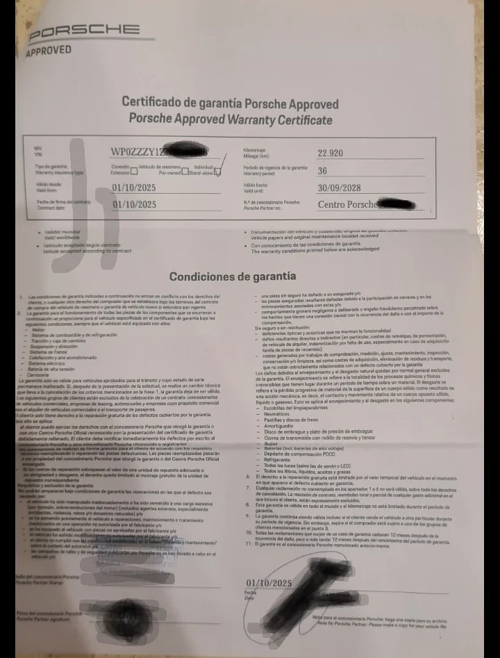 Porsche Taycan Extended warranty or not? Screenshot_20251002_112421_Photos~2