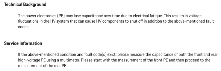 Porsche Taycan TSB: J1- Measuring Capacitance of High-Voltage Power Electronics - 'Red engine control error' - Sep. 5, 2025 1759840158651-8z