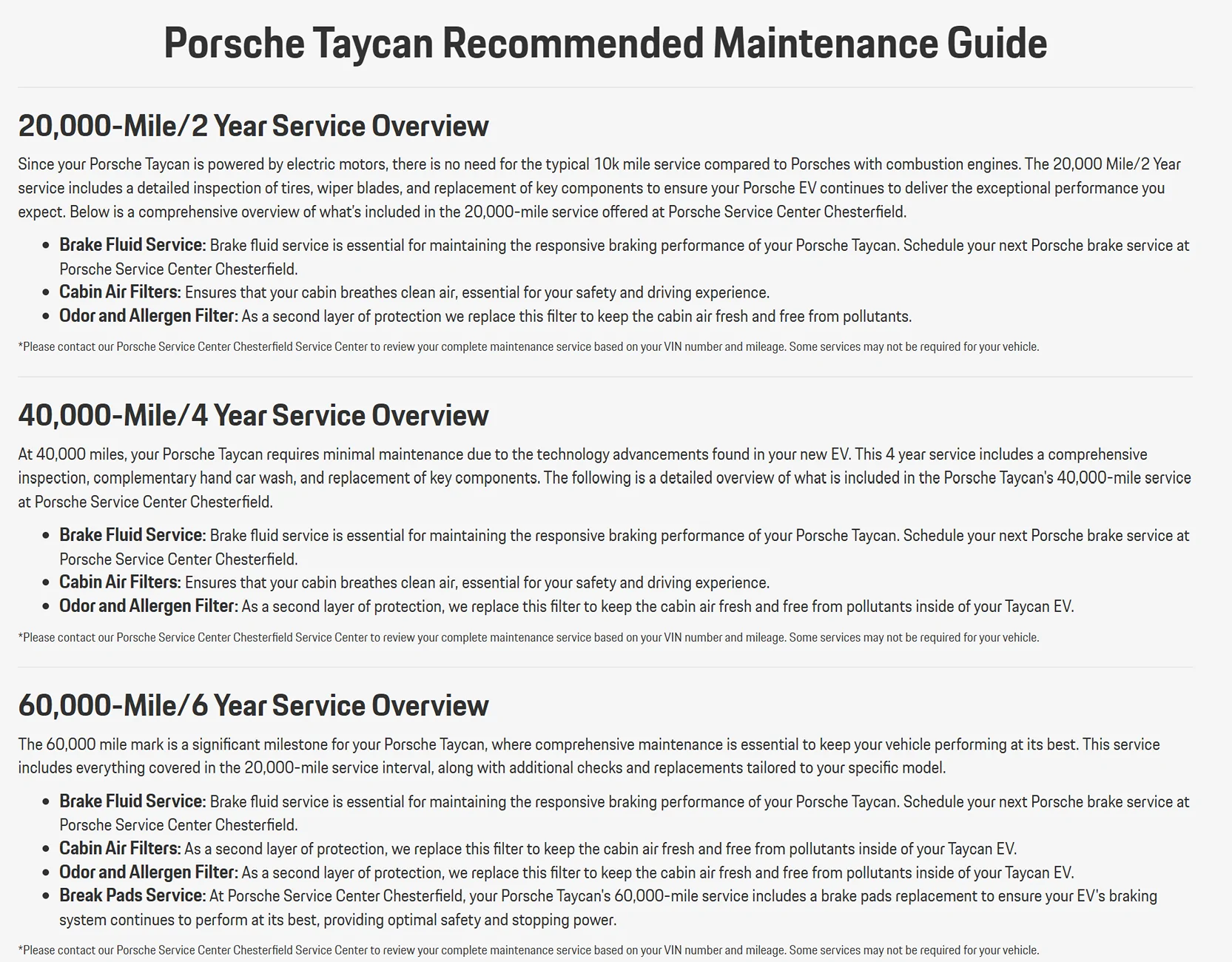 Porsche Taycan Recommended maintenance details directly from Porsche 1760234338581-9m