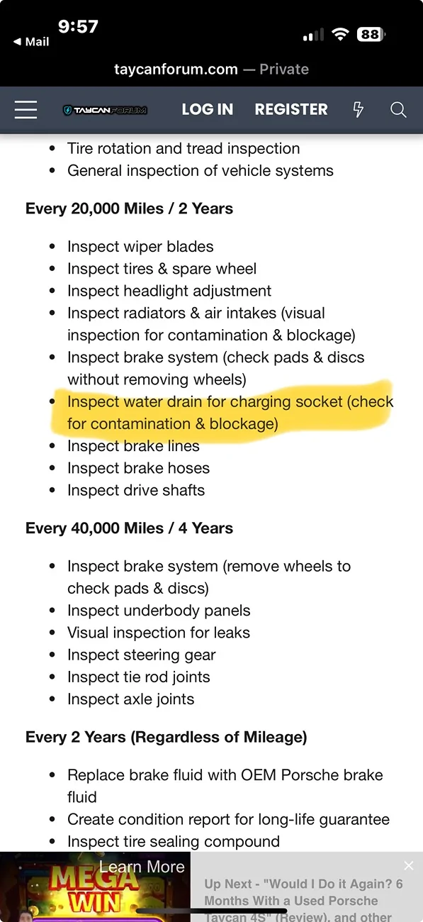Porsche Taycan Recommended maintenance details directly from Porsche IMG_2695