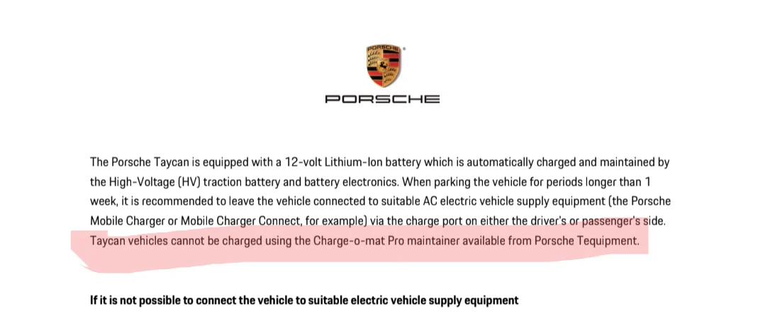 Porsche Taycan One more time, do I need to maintain 12 volt battery long term storage? Screenshot_20251012-095638