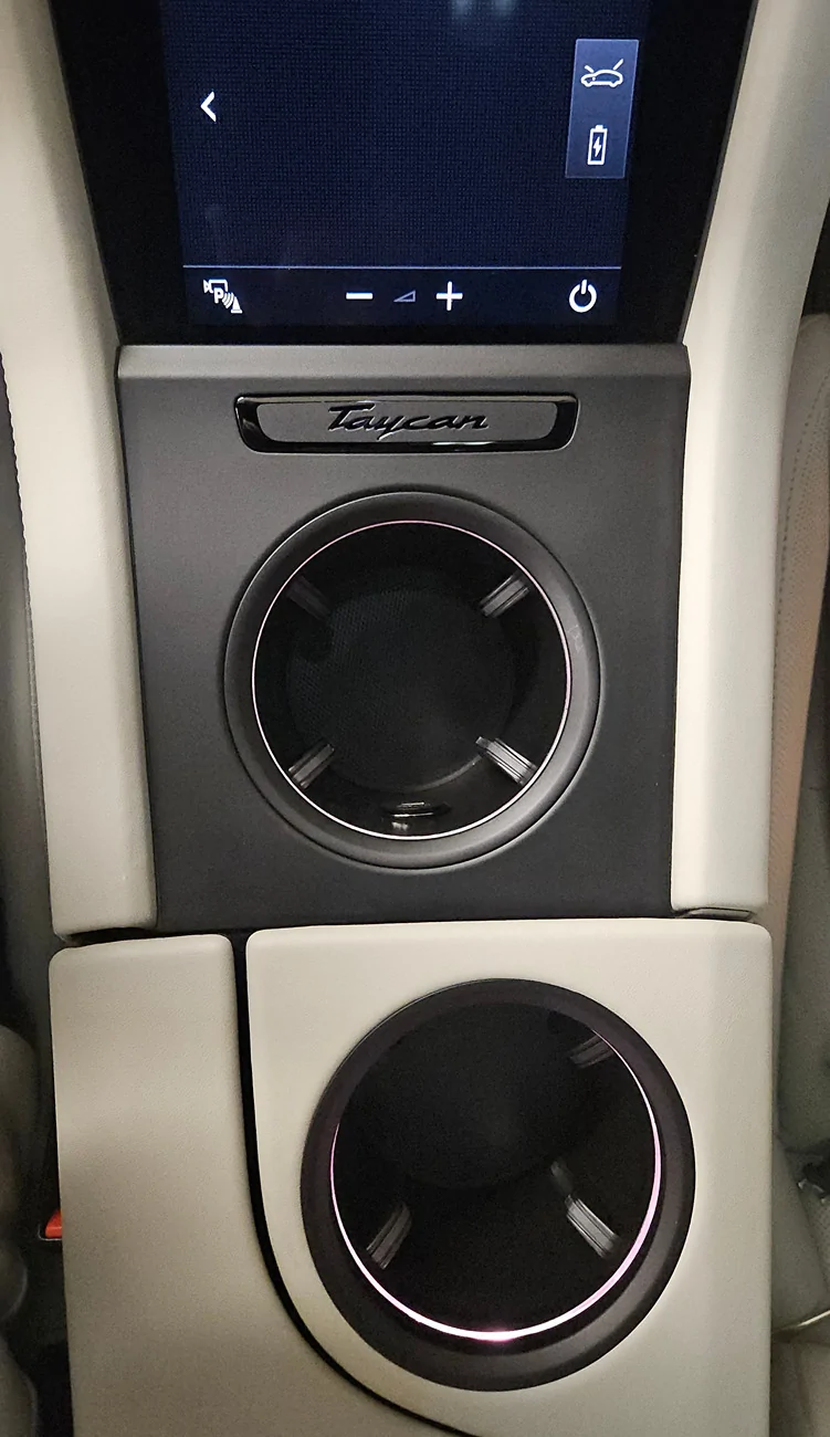 Porsche Taycan My first "mod" -- Cupholder Mounted Wireless Charger with MagSafe for Apple iPhone 20251025_115533