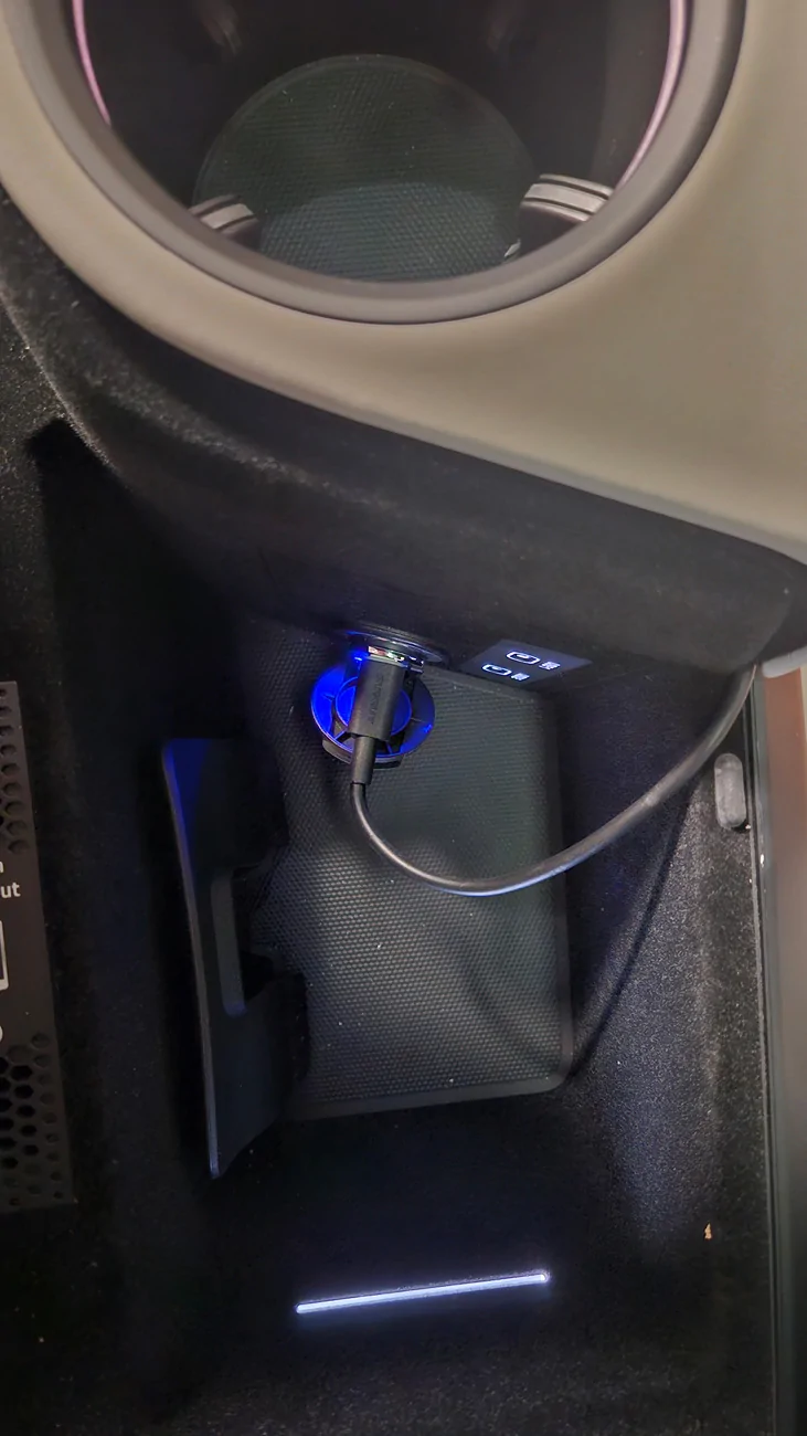 Porsche Taycan My first "mod" -- Cupholder Mounted Wireless Charger with MagSafe for Apple iPhone 20251025_115806