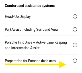 Porsche Taycan Front and rear dashcam preparation option 1761942945605-3