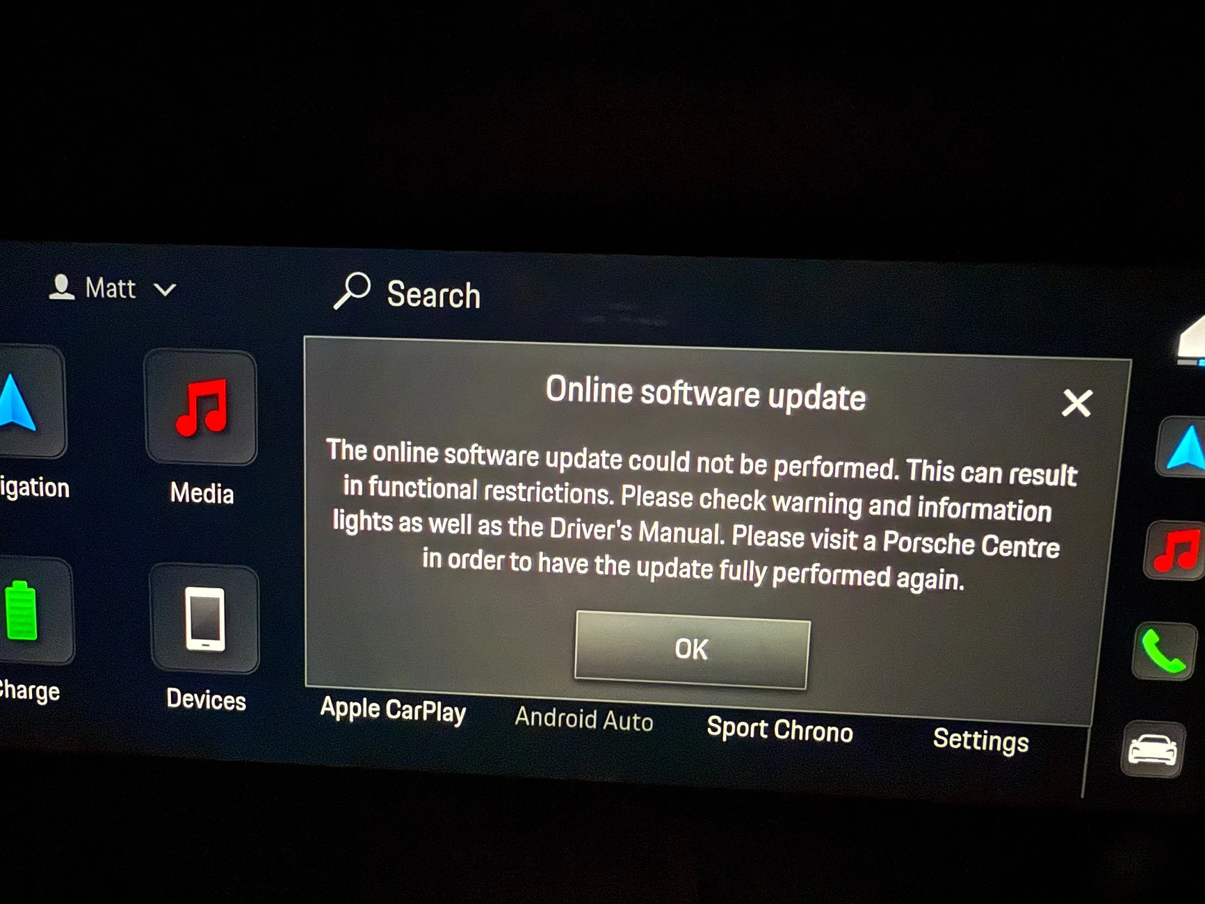 Porsche Taycan Update failed - Vehicle functions restricted IMG_3011