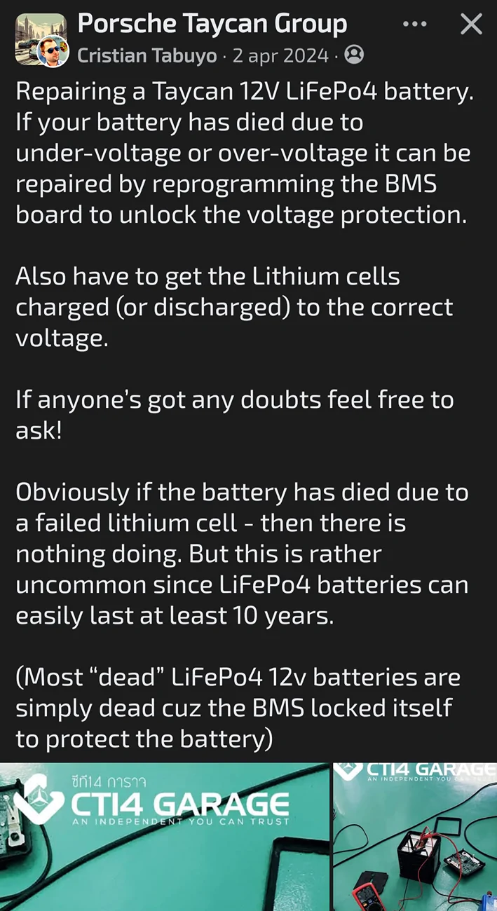 Porsche Taycan What is the replacement interval for the Taycan 12V battery?” Screenshot_20251111-205631