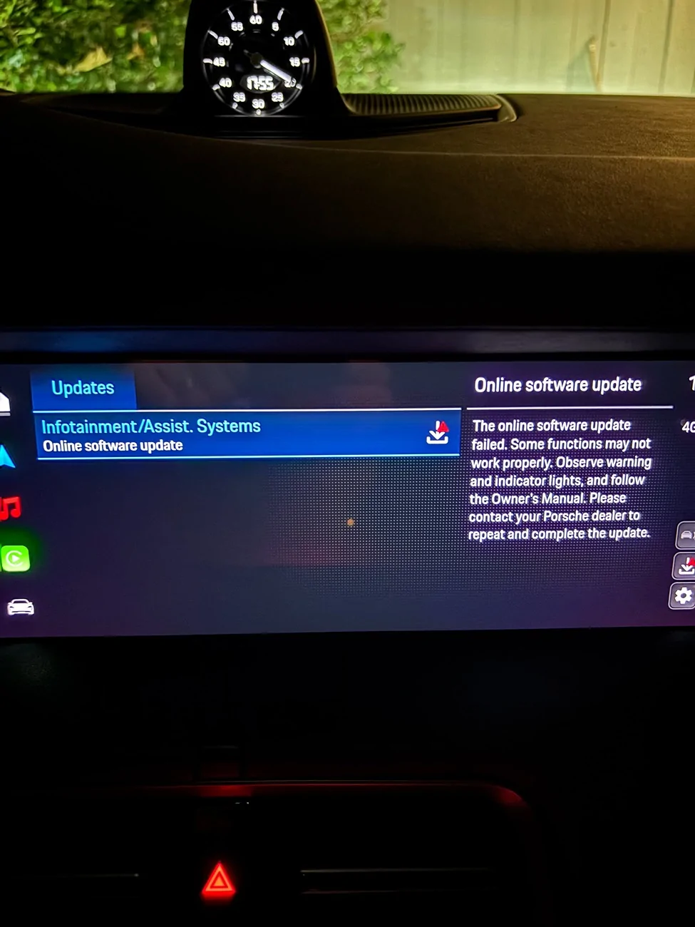 Porsche Taycan Online Software Update Failed message in PCM IMG_4583