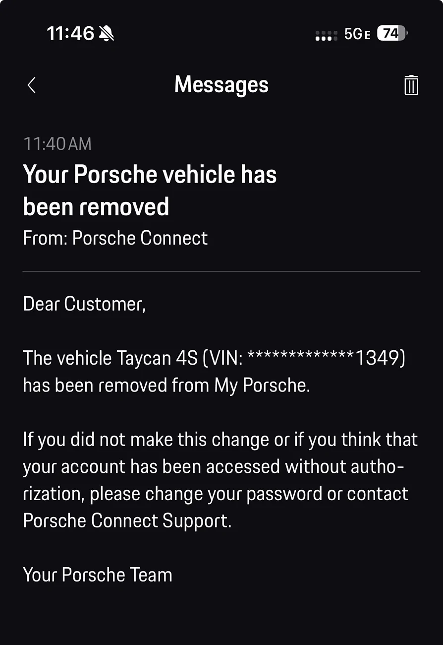 Porsche Taycan Porsche connect removed every other day IMG_6305