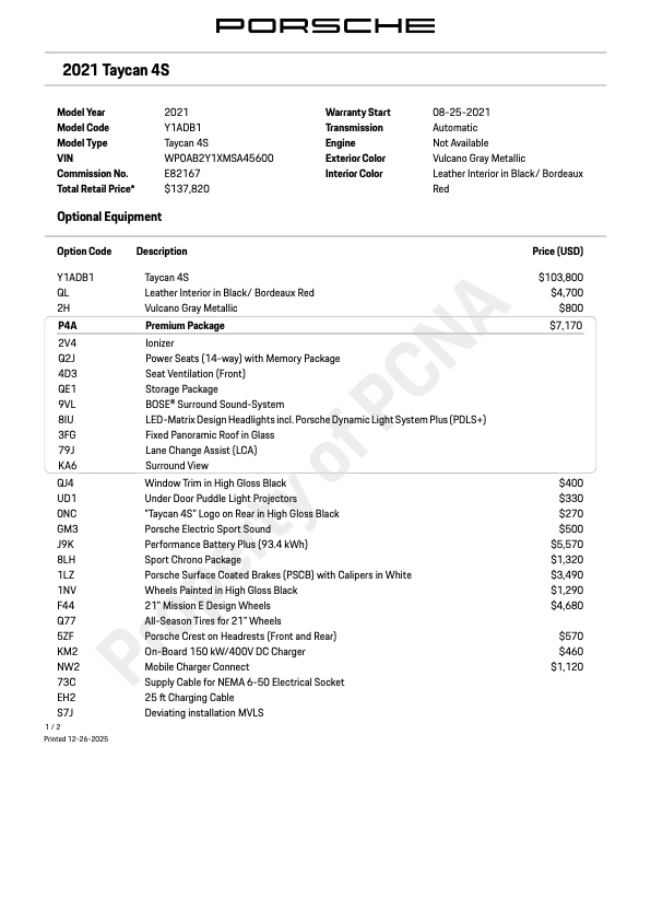 Porsche Taycan 2021 - CPO Taycan 4S - 31,334 - $64K - How is this build - Asked 13 Questions - 9 YES, 3 NO, 1 Maybe, 1 Non answer 1766855177657-v7