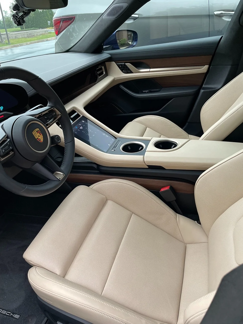 Porsche Taycan Anyone spec the "Paldao" interior trim?  How do you like it? IMG_2918