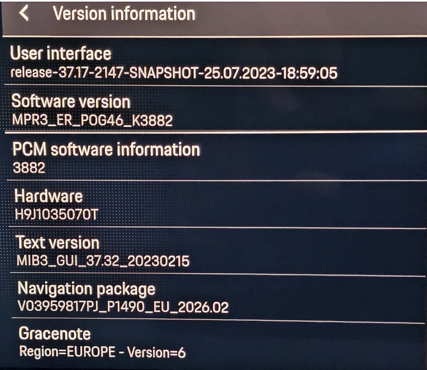Porsche Taycan PCM version tracking (and their differences) 1770739429661-in