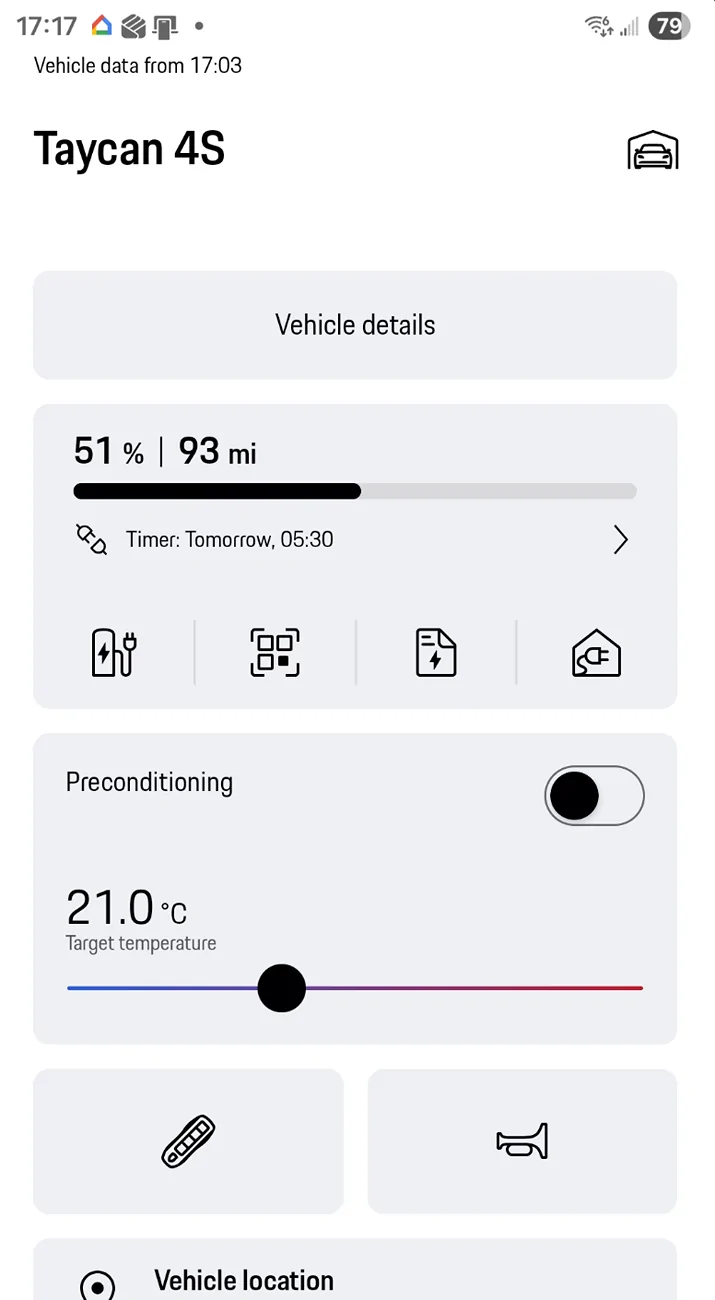 Porsche Taycan iOS My Porsche app widget for preconditioning 1771262888873-rl