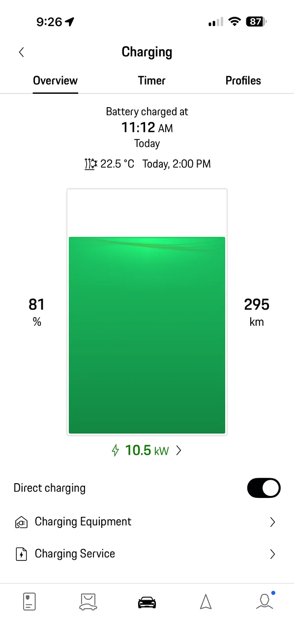Porsche Taycan Level 2 charging rate with a 50 amp capacity IMG_1747