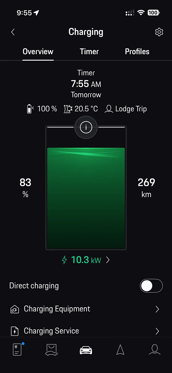 Porsche Taycan Level 2 charging rate with a 50 amp capacity IMG_6330