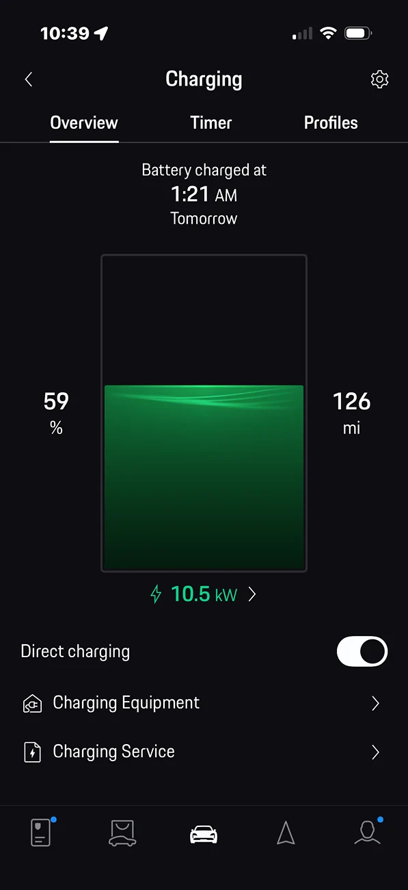 Porsche Taycan Level 2 charging rate with a 50 amp capacity IMG_5050