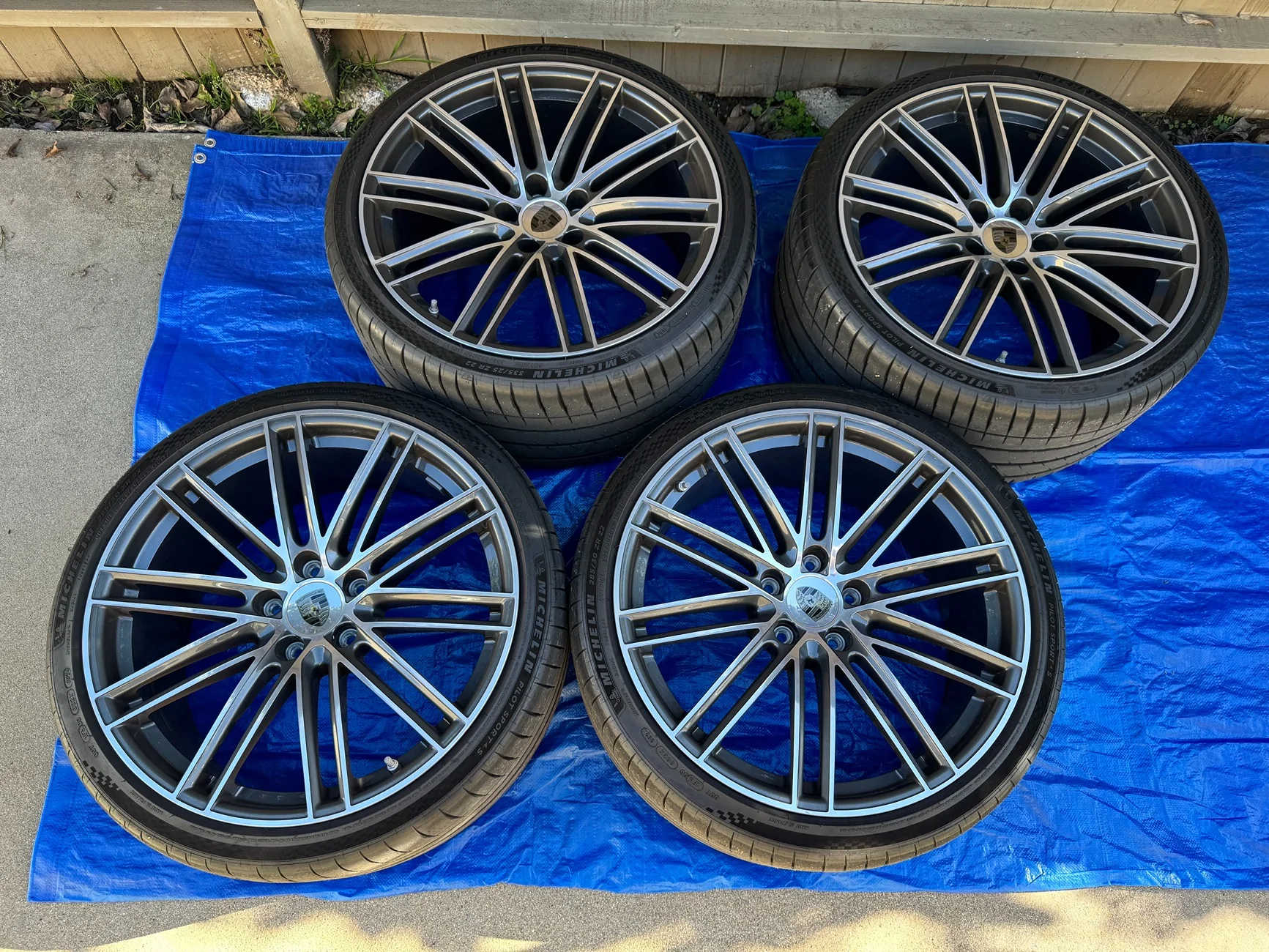Porsche Taycan FS: 22" 911 Turbo Design wheels from 9YB Cayenne Coupe w/ Michelin Pilot Sport 4S tires for Taycan 02_all_wheels