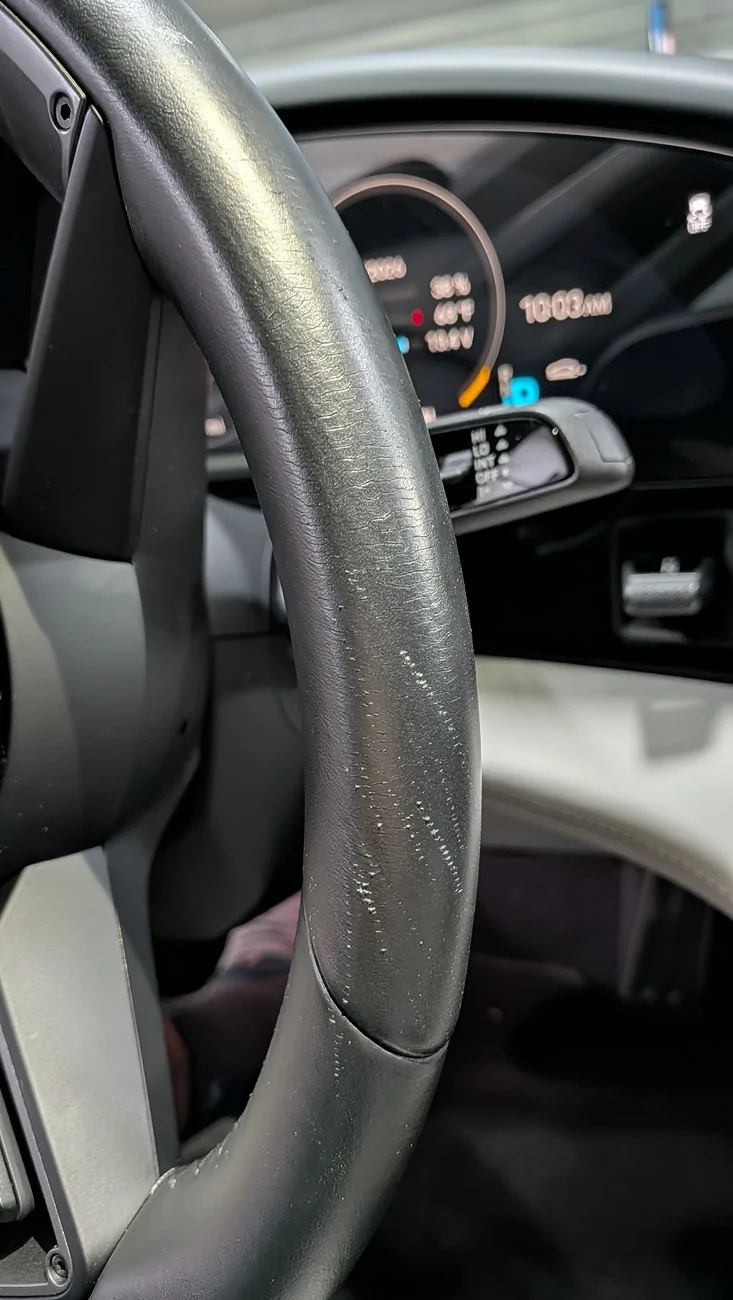 Porsche Taycan Leather Wheel Scuffing - Anyone else having this issue? Leather Wheel Scuffs