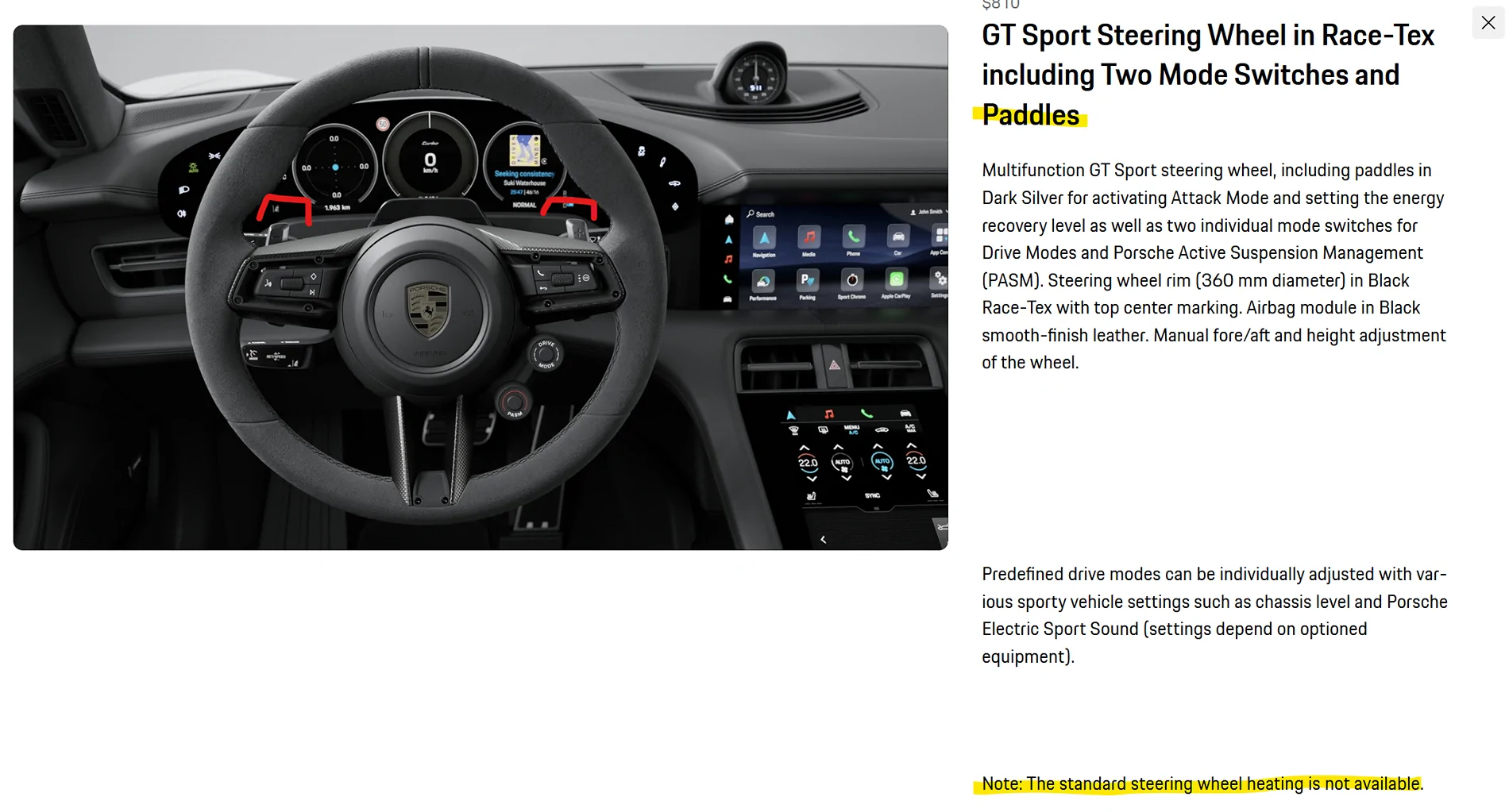 Porsche Taycan Steering Wheel Paddles Live on Configurator 1773162824841-u0