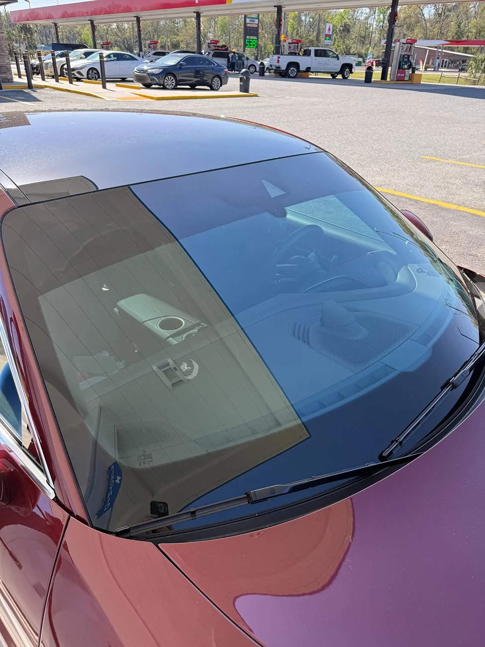 Porsche Taycan Windshield crack, repair process IMG_7630