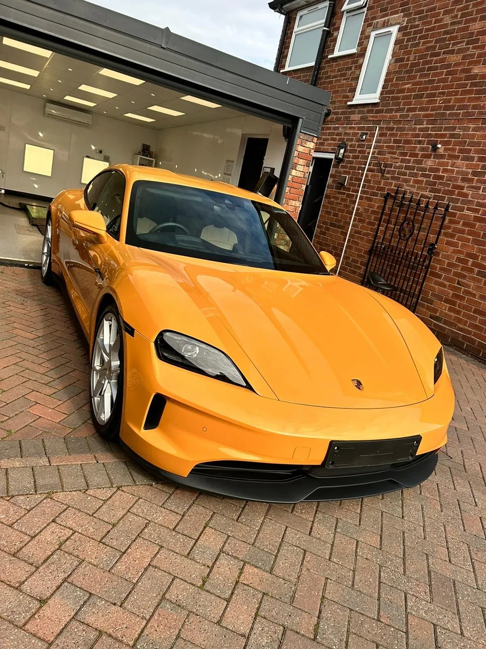 Porsche Taycan Bahama Yellow PTS 4S.  Now detailed and PPF'd PPF4