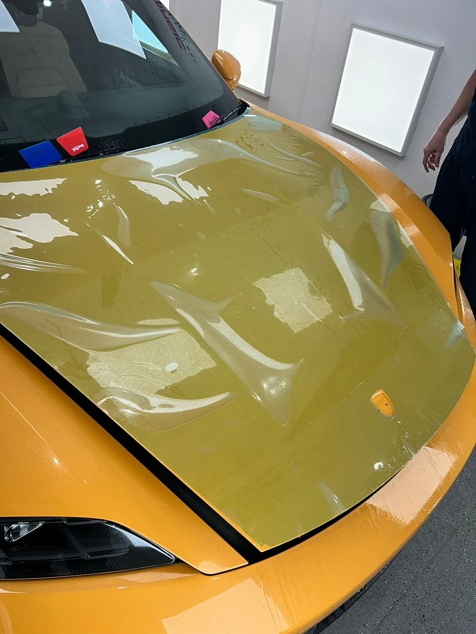Porsche Taycan Bahama Yellow PTS 4S.  Now detailed and PPF'd ppf5