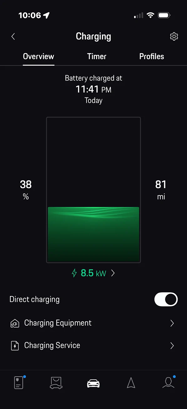 Porsche Taycan Level 2 charging rate with a 50 amp capacity IMG_5156