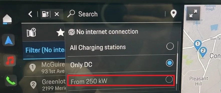 Porsche Taycan Searching for chargers on a 2022 WITHOUT subscription to MyPorsche app IMG_8419