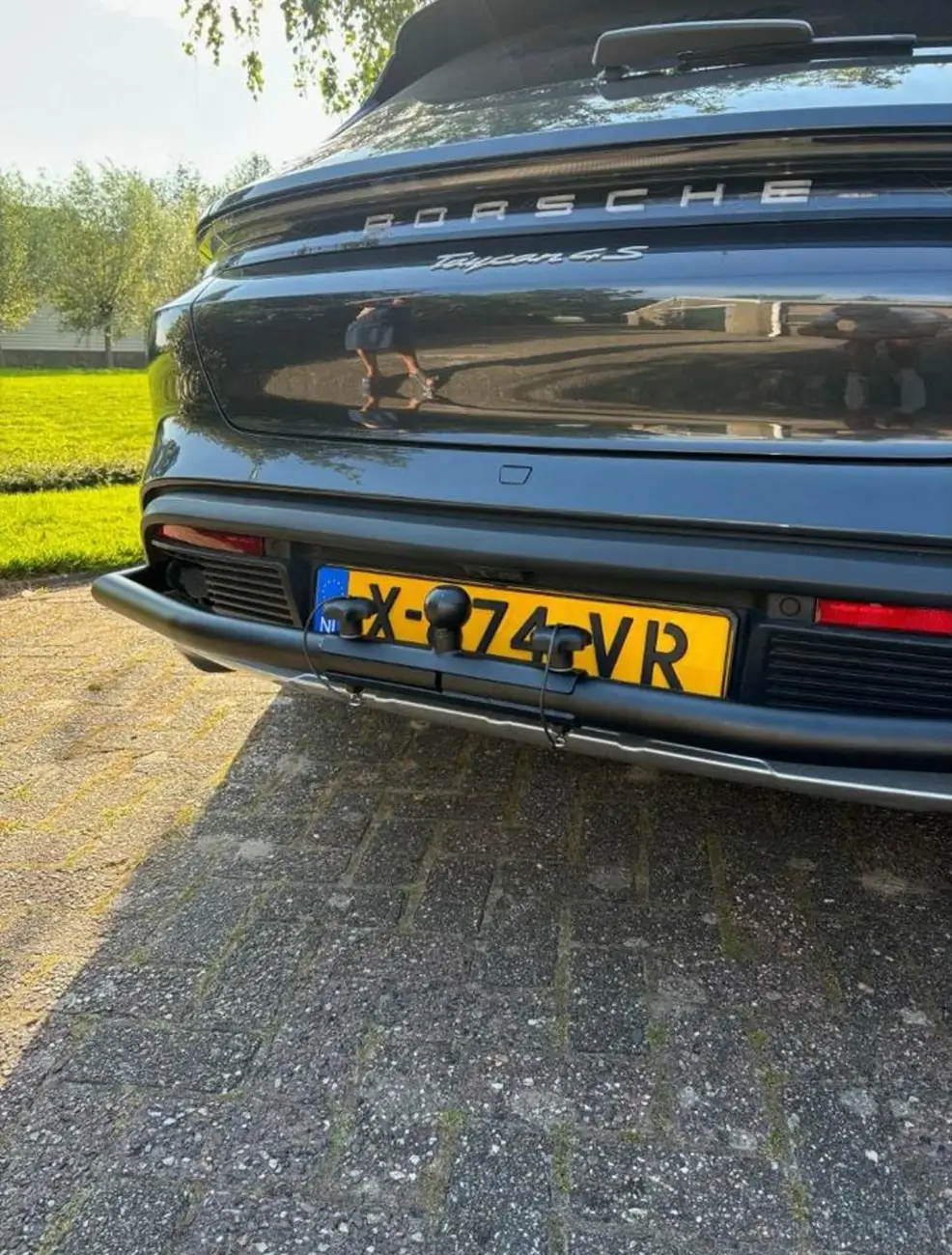 Porsche Taycan Custom Rear Bike Rack Installed with 1up Trays 1775033138849-ok