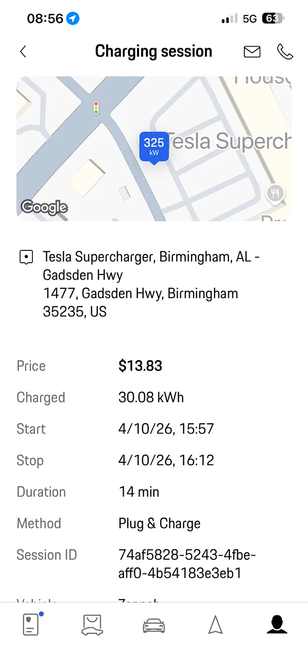 Porsche Taycan Successfull Tesla Supercharger Plug and Charge image0