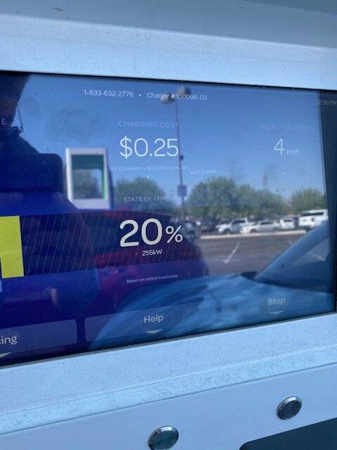 Porsche Taycan Indio, CA to Buckeye, AZ   --  219 miles.    Charging speeds at Electrify American charger in Buckeye IMG_0086