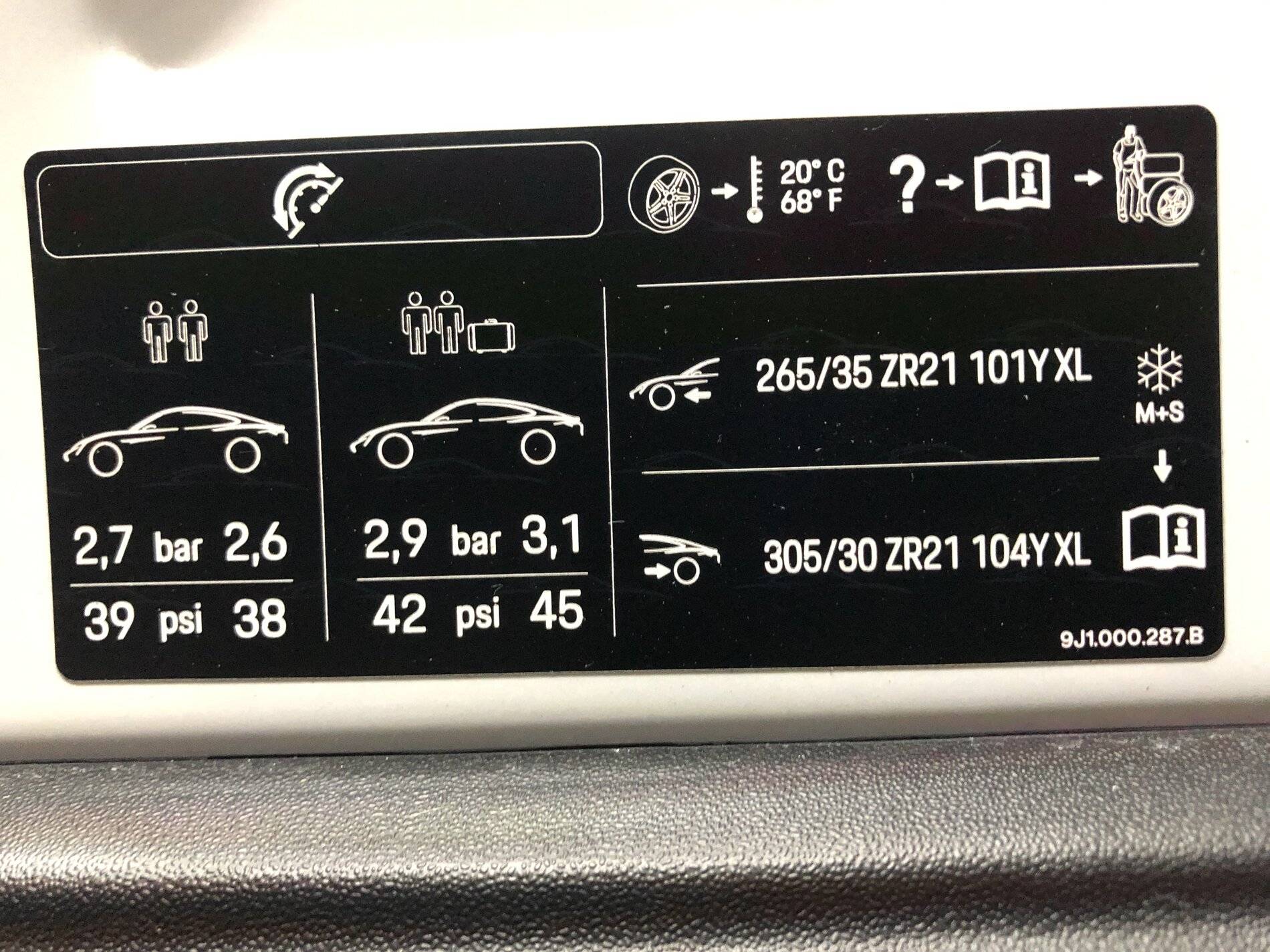 Porsche Taycan 21” Summer Tires - tire pressure? 2307A983-3B6F-4186-A246-34B93D1BDF88