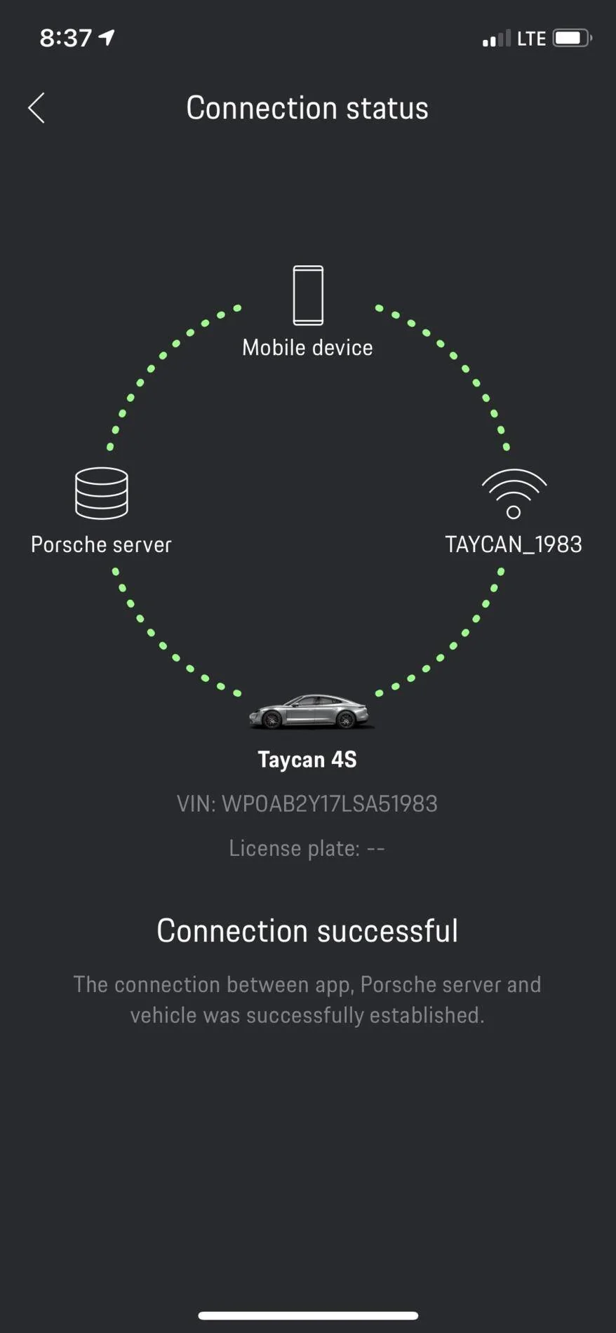 Porsche Taycan Porsche Connect Application 11A15D6D-6669-49F6-BDC7-2FCFBB04E3C7
