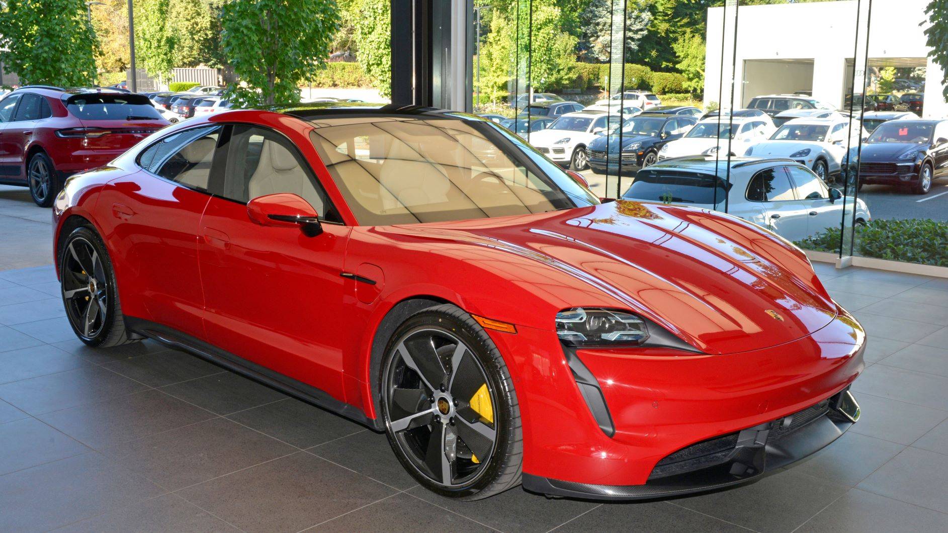 Porsche Taycan CARMINE RED Taycan Club 8-26-20 Tina Delivery 0918a (16x9 small)