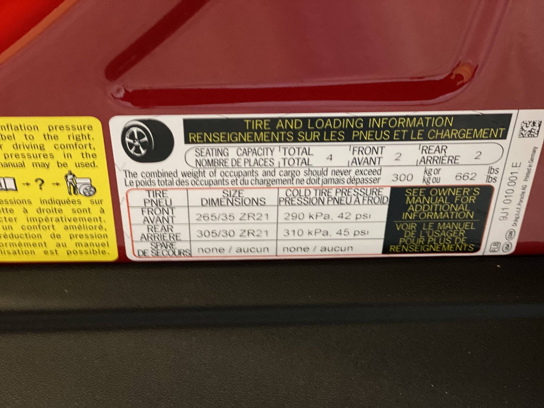 Porsche Taycan 21” Summer Tires - tire pressure? 1603301584344