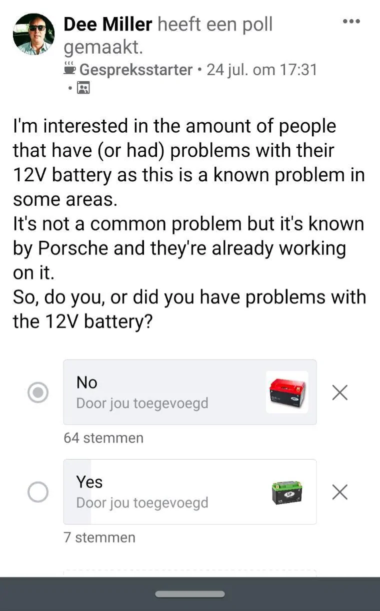 Porsche Taycan 12 volt dead battery POLL Screenshot_20201024-085909