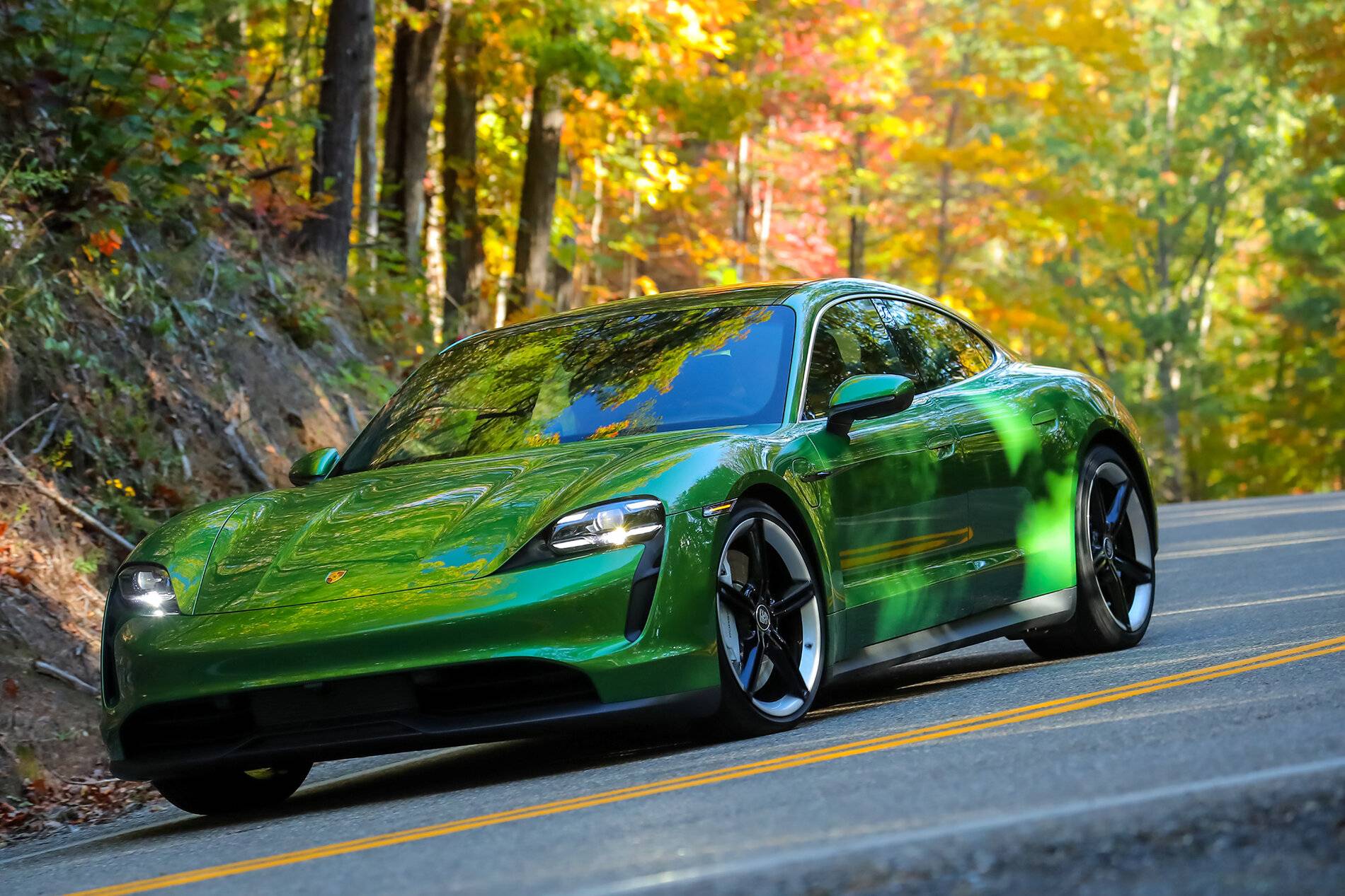 Porsche Taycan MAMBA GREEN Taycan Club Tail of the Dragon Downsized