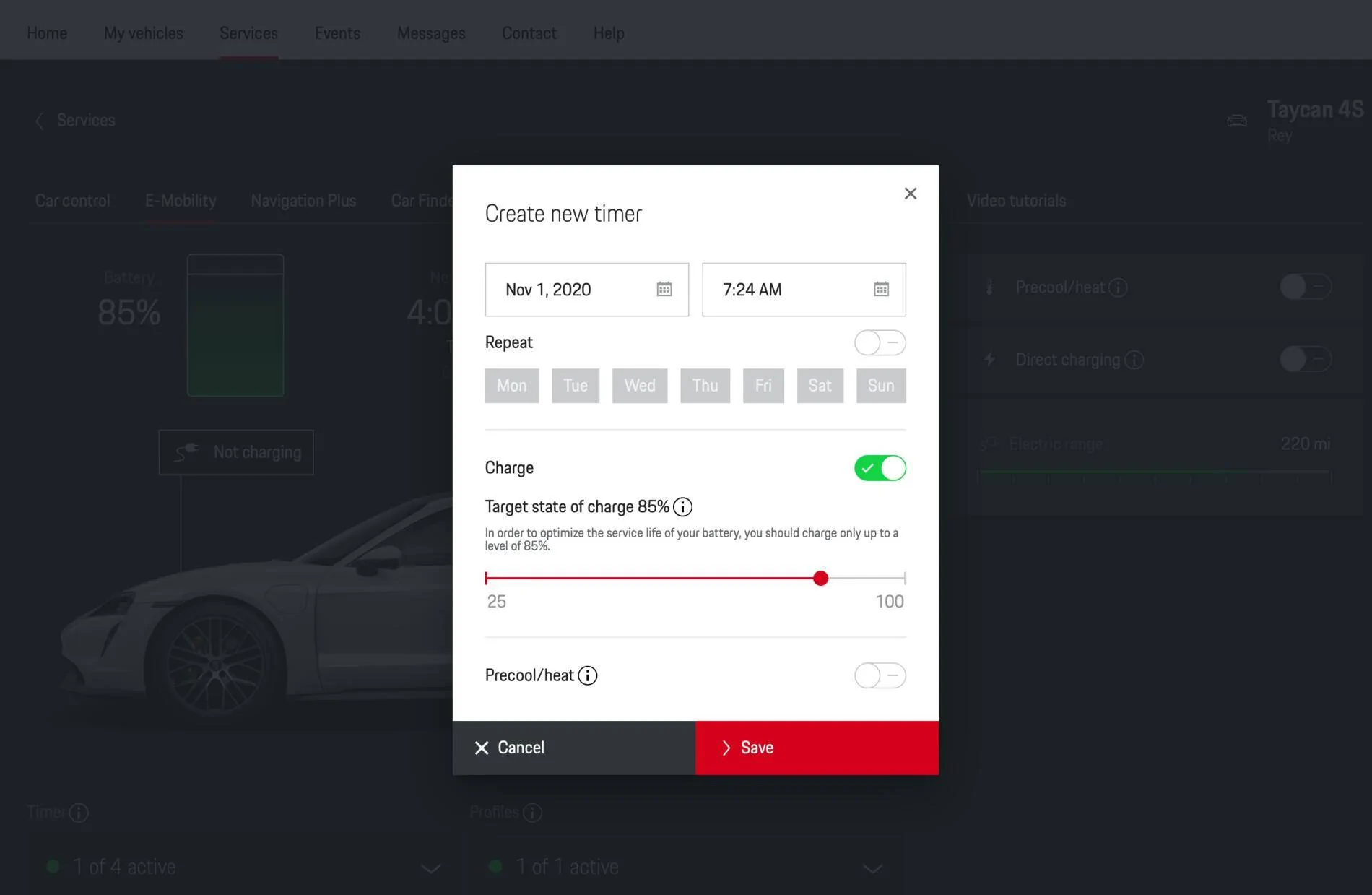 Porsche Taycan Setting up charging to 85% for novice 1604226797986