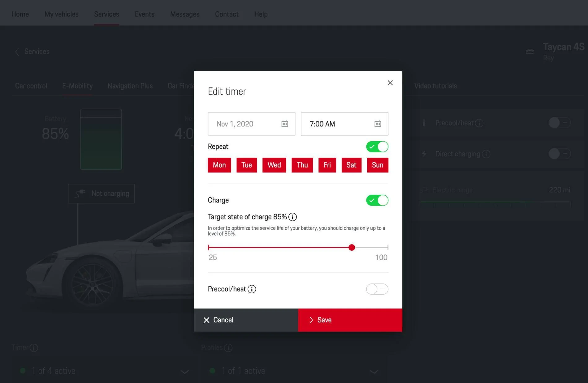 Porsche Taycan Setting up charging to 85% for novice 1604226820560