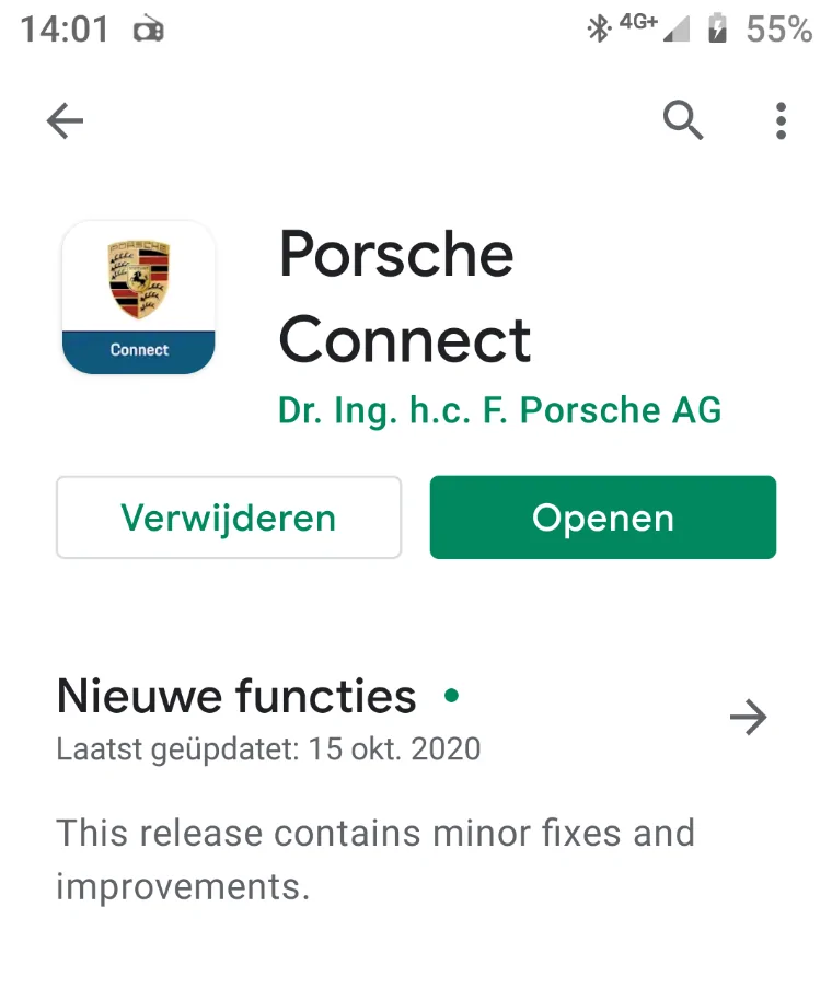 Porsche Taycan Porsche Connect no longer available on Android Platform! Screenshot_20201107-140150