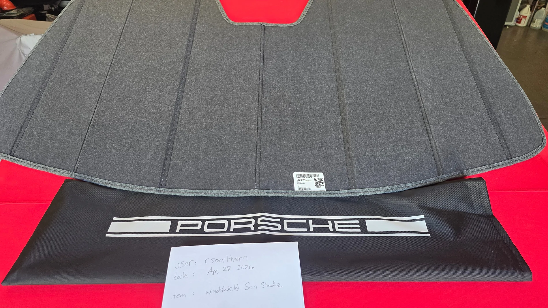 Porsche Taycan Sold: Porsche branded windshield shade for Taycan (UVS100) 20260428_151634