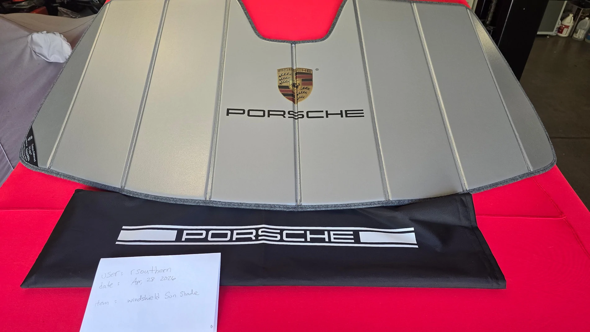 Porsche Taycan Sold: Porsche branded windshield shade for Taycan (UVS100) 20260428_151613