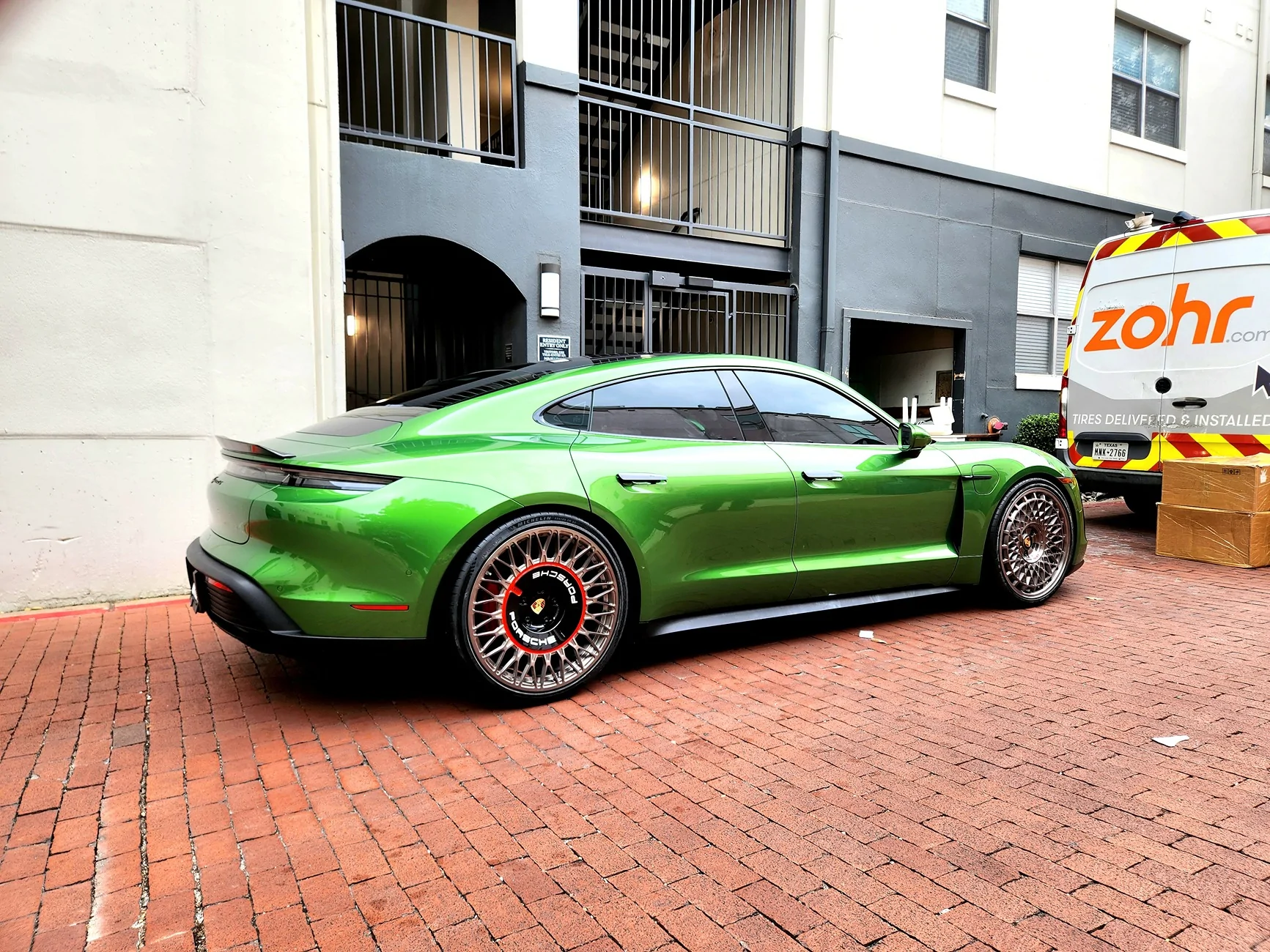 Porsche Taycan Mamba Green Taycan 4S Gen J1.1 on custom wheels & lowering 1000038878