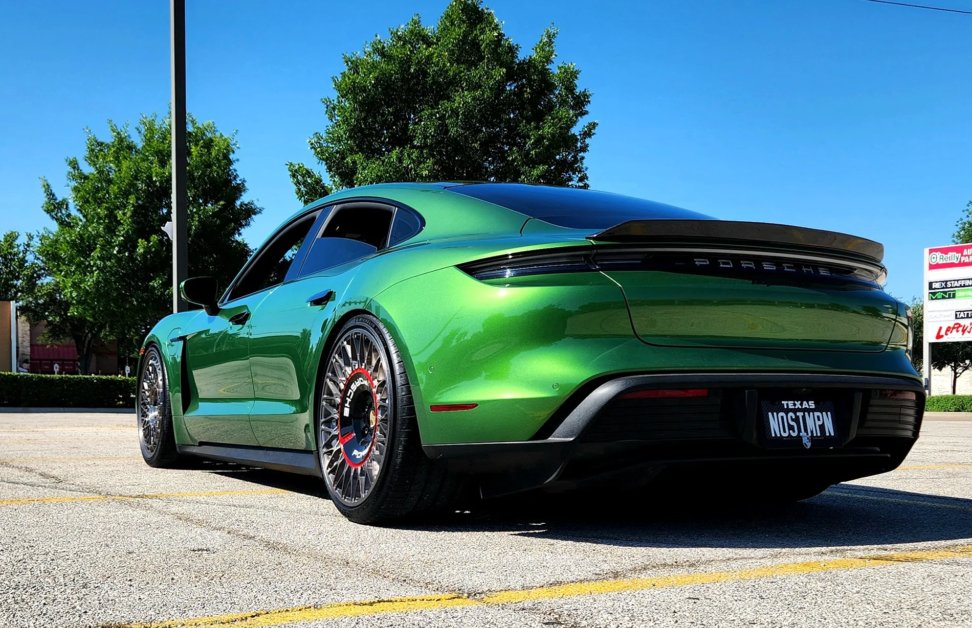 Porsche Taycan Mamba Green Taycan 4S Gen J1.1 on custom wheels & lowering 1000038901