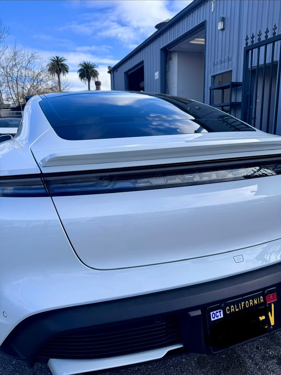 Porsche Taycan Taycan Prior Design Rear Trunk Spoiler Painted White IMG_7208
