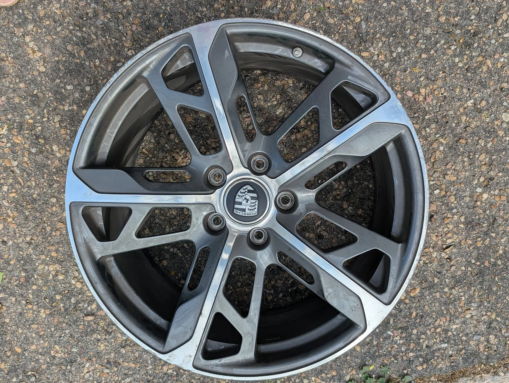 Porsche Taycan FOR SALE: OEM 21" Porsche Taycan Wheels Take offs (OC6 Titanium Dark) — Set of 4 | Denver, CO PXL_20260509_213821156
