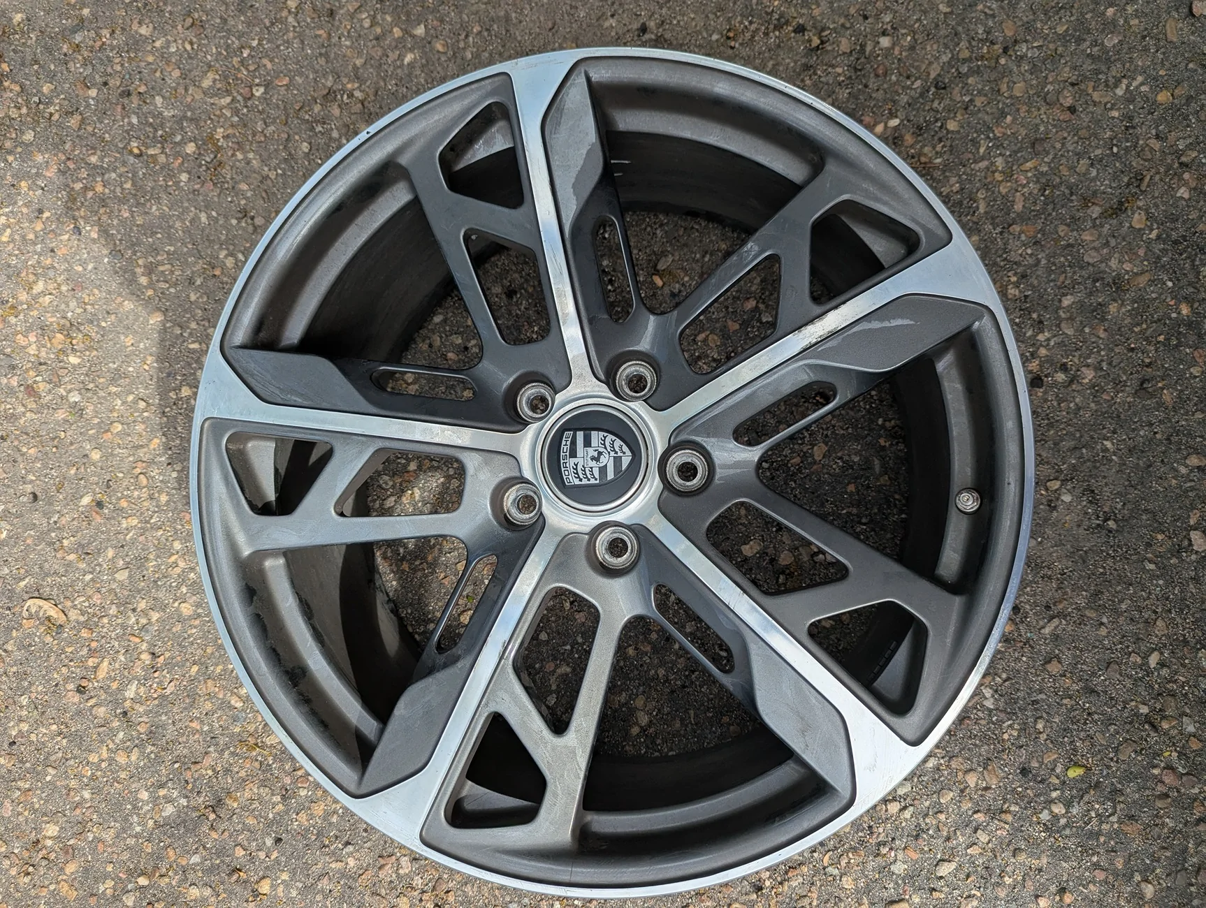 Porsche Taycan FOR SALE: OEM 21" Porsche Taycan Wheels Take offs (OC6 Titanium Dark) — Set of 4 | Denver, CO PXL_20260509_214137137