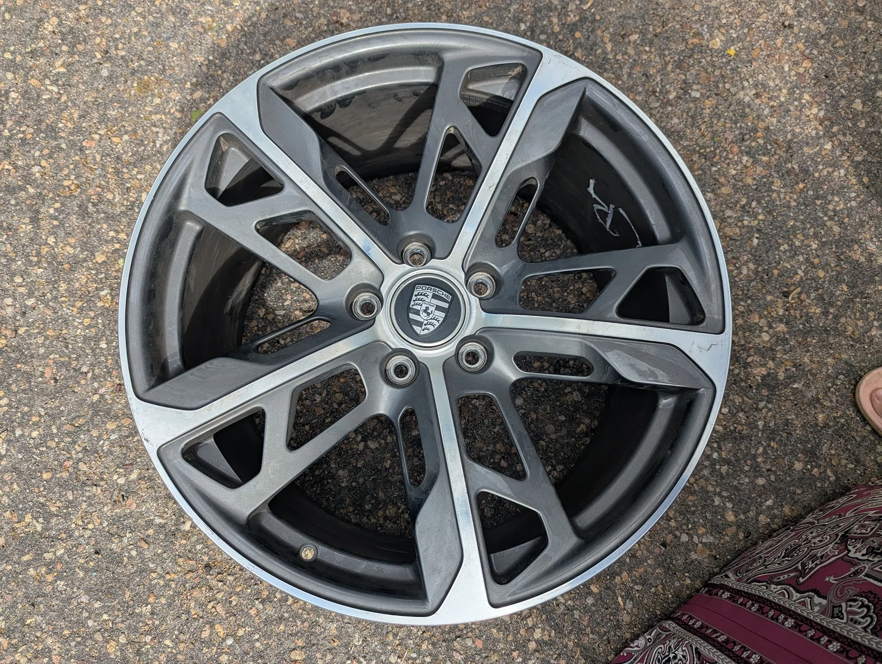 Porsche Taycan FOR SALE: OEM 21" Porsche Taycan Wheels Take offs (OC6 Titanium Dark) — Set of 4 | Denver, CO PXL_20260509_214258093
