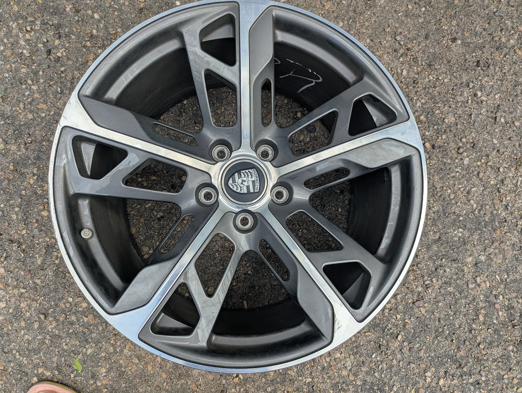 Porsche Taycan FOR SALE: OEM 21" Porsche Taycan Wheels Take offs (OC6 Titanium Dark) — Set of 4 | Denver, CO PXL_20260509_214420825